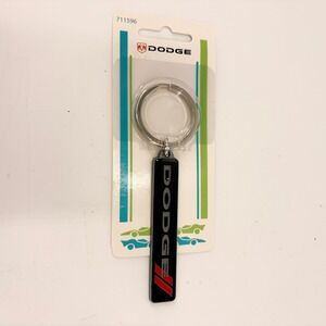 New Mopar 711596 Dodge Metal Enamel Key Chain Fob Ring Black Red Logo